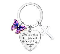 Christian Keyring Religious Gifts for Women Cross Keyring Inspirational Gift Bible Gifts for Mum Sister Daughter Best Friend