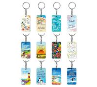 Christian keyrings for women and men, Pack of 12, double sided, with Bible verses or inspirational words. Beautiful bulk Christian gifts, by Just Cards Direct