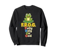 Christian Kids Frog Fully Rely On God Gift Sweatshirt