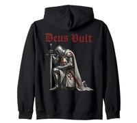 Christian Kneeling Templar Knight - Deus Vult Zip Hoodie