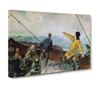 Christian Krohg Leiv Eirikson Discovering America Canvas Print | Gallery Wrapped 30mm Frame Wall Art | 24x16 inches | Ready to Hang | Modern Picture | Living Room Bedroom Lounge Office