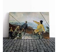 Christian Krohg Leiv Eirikson Discovering America Canvas Print | Gallery Wrapped 30mm Frame Wall Art | 24x16 inches | Ready to Hang | Modern Picture | Living Room Bedroom Lounge Office