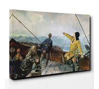 Christian Krohg Leiv Eirikson Discovering America Canvas Print | Gallery Wrapped 30mm Frame Wall Art | 30x20 inches | Ready to Hang | Modern Picture | Living Room Bedroom Lounge Office