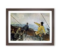 Christian Krohg Leiv Eirikson Discovering America Classic Painting Framed Print | A4 Walnut Framed Wall Art | Ready to Hang | Classic Historical Picture | Living Room Bedroom Lounge Office