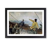 Christian Krohg Leiv Eirikson Discovering America Framed Print | A2 Oak Framed Wall Art | Ready to Hang | Modern Nature Picture | Living Room Bedroom Lounge Office