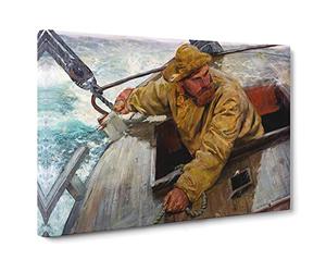 Christian Krohg Maleriet Hardt Fisherman Canvas Print | Gallery Wrapped 30mm Frame Wall Art | 30x20 inches | Ready to Hang | Modern Picture | Living Room Bedroom Lounge Office