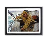 Christian Krohg Maleriet Hardt Fisherman Classic Painting Framed Wall Art Print, Ready to Hang Picture for Living Room Bedroom Home Office Décor, Black A3 (46 x 34 cm)