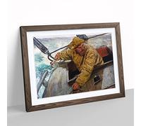 Christian Krohg Maleriet Hardt Fisherman Classic Painting Framed Wall Art Print, Ready to Hang Picture for Living Room Bedroom Home Office Décor, Walnut A3 (46 x 34 cm)
