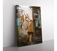 Christian Krohg Street View Classic Painting Canvas Wall Art Print Ready to Hang, Framed Picture for Living Room Bedroom Home Office Décor, 50x35 cm (20x14 Inch)