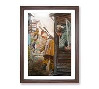 Christian Krohg Street View Classic Painting Framed Print | A2 Walnut Framed Wall Art | Ready to Hang | Classic Cityscape Picture | Living Room Bedroom Lounge Office