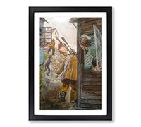Christian Krohg Street View Framed Print | A2 Oak Framed Wall Art | Ready to Hang | Modern Cityscape Picture | Living Room Bedroom Lounge Office