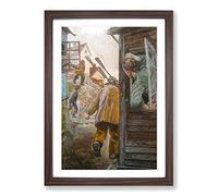 Christian Krohg Street View Framed Print | A2 Walnut Framed Wall Art | Ready to Hang | Modern Cityscape Picture | Living Room Bedroom Lounge Office
