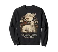 Christian Lamb of God Worship Quote Oh Come Let Us Adore Him Sweatshirt