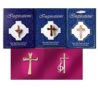 Christian Lapel Pin Badges. Gold Colour Cross, Set of 5 different Crosses.
