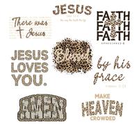 Christian Leopard Print Heat Transfers for T Shirts - Jesus Faith Blessed Iron On DTF Transfers, Bible Verse Religious Designs for DIY Shirts, Hoodies & Bags