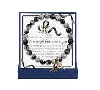 Christian Leukemia Awareness Bracelet Black Leukemia Awareness Orange Bracelet with Orange Ribbon & Cross Charm for Cancer Fighters,God’s Strength Gift for Cancer Fighters with Inspirational Card, M