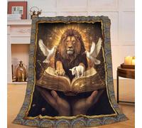 Christian Lion Blanket Soft Cozy Lions Sheep Dove Throw Blanket Gift for Women Girls Super Plush Warm Lion Animal Stuff Lightweight Fleece Flannel Gift Blankets for Kids Adults 50"X40"