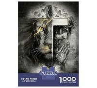 Christian Lion Jesus 1000 Pieces Jigsaw Puzzle Set Puzzle for Adults Recycled Cardboard 1000 Piece Adult Educational Challenge Fun Present Home Activity Great Gift Idea 52x38cm/1000pcs