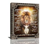 Christian Lion Lamb Wall Art Lion Of Judah Pictures Wall Decor Christ I Can Only Imagine Inspirational Quotes Canvas Painting Prints Religious Artworks Framed for Living Room Bedroom Church 12"x16"