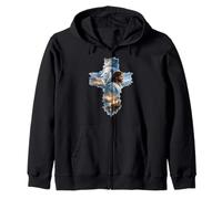 Christian Lion Of Judah Cross Savior Scripture Religious Zip Hoodie