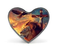 Christian Lion Of Judah Ea-gle Heart Badge Funny Lapel Pins Personalized Button Brooch Pin for Clothing Bag Accessories