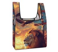 Christian Lion Of Judah Ea-gle Shopping Bags Reusable Grocery Bags Foldable Tote Bag Storage Bag with Handles