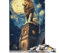 Christian Lion Puzzle for Adults And Teenagers 500 Pieces Wooden Puzzles for Teenagers Gifts Brain Teaser Game 500pcs (52x38cm)