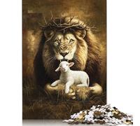 Christian Lion Puzzle Premium 100% Recycled Board 100% Recycled Cardboard Jigsaw Puzzle for Kids And Adults Age 12 Years Up Easter Gift 300pcs (40x28cm)