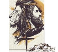 Christian Lion Puzzles 1000 Pieces Wooden Puzzles for Adults And Teenager Family Game Christmas Eve Gifts 1000pcs (75x50cm)
