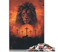 Christian Lion Puzzles 500 Pieces Wooden Puzzles for Adults And Teenager Family Game Christmas Eve Gifts 500pcs (52x38cm)