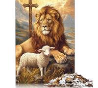 Christian Lion Puzzles for Adults 500 Piece Puzzle for Teenager Educational Game Challenge Toy 500pcs (52x38cm)