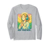 Christian Lo-fi Anime Manga Aesthetic Prayer Keep Your Faith Long Sleeve T-Shirt