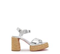 Christian Louboutin Calakala 85 Metallic Leather Espadrille Sandals - Silver - 38 (IT38 / UK5)