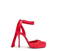Christian Louboutin Cassia Lace Up 100 Crepe-satin Pumps - Pink