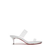 Christian Louboutin Just Nothing 55 Metallic Leather Mules - Silver - 40 (IT40 / UK7)