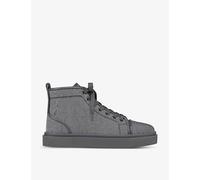 Christian Louboutin Mens Smoky Adolon Linen-weave and Suede High-top Trainers Eur 45.5 / 11.5 Uk Men