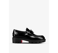 Christian Louboutin Womens Black/lin Black Cl Moc Lug Leather Loafers Eur 38/5 Uk Women