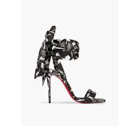 Christian Louboutin Womens Black/white Sandale Du Desert 100 Satin Heeled Sandals Eur 36 / 3 Uk Women