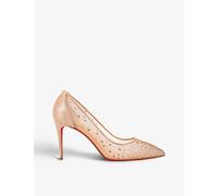 Christian Louboutin Womens Christian Louboutin Follie Strass 85 Suede and Mesh Heeled Courts Version Light Silk Eur 38/5 UK Women