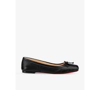 Christian Louboutin Womens Christian Louboutin Mamadrague Bow-Embellished Leather Flats Black Eur 37 / 4 UK Women