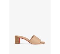 Christian Louboutin Womens Leche Scuro so Cl 55 Leather Heeled Mules Eur 38/5 Uk Women