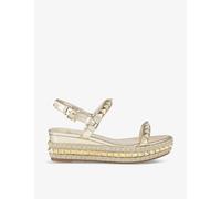 Christian Louboutin Womens Platine Pyraclou 60 Stud-embellished Suede Wedge Sandals Eur 37 / 4 Uk Women