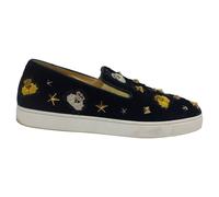 Christian Louboutin Women's Preloved Miss Academy Slip-On Sneakers Black Velvet | Size: 6