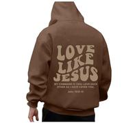 Christian Love Like Jesus Anime Hoodies for Women Cute Letter Graphic with Hood Outfits God Trendy Western Clothes Goth Religious Faith Hooded Y2K Fashion Aesthetic Workou Coffee