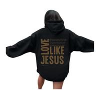Christian Love Like Jesus Hoodies for Women Cute with Hood Pullover Clothes Jesus Saves 2025 Graphic Summer Casual Beach Sweatshirts Trendy Goth Pray The Lord Religious Funny Black