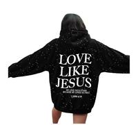 Christian Love Like Jesus Hoodies for Women Cute with Hood Western Pullover Tops Religious Loose Fit Letter Graphic Casual Clothes Workou Backwoods I Love Jesus Faith Anime Y2K Fall Black