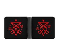 Christian Lucifer Satanic Men's Bifold Leather Wallet Passcase Flip Front Pocket Minimalist Slim Credit Card Holder for Women