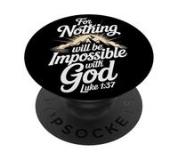 Christian Luke 1:37 Bible Verse Religious Jesus God Amen Joy PopSockets Adhesive PopGrip
