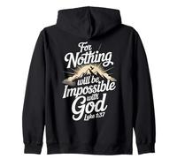 Christian Luke 1:37 Bible Verse Religious Jesus God Amen Joy Zip Hoodie