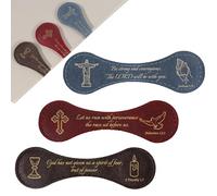 Christian Magnetic Leather Bookmarks: 3 PCS Scripture Bible Bookmarks, Inspirational Quotes Book Marks for Religious Gifts, Leather Bible Accessories for Women Men, Bible Study Church Supplies